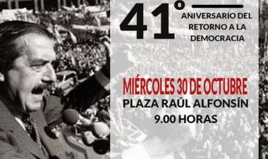 El Comité UCR de la ciudad de San Justo invita a toda la comunidad a participar del Acto Conmemorativo por el 41° Aniversario del Retorno a la Democracia.