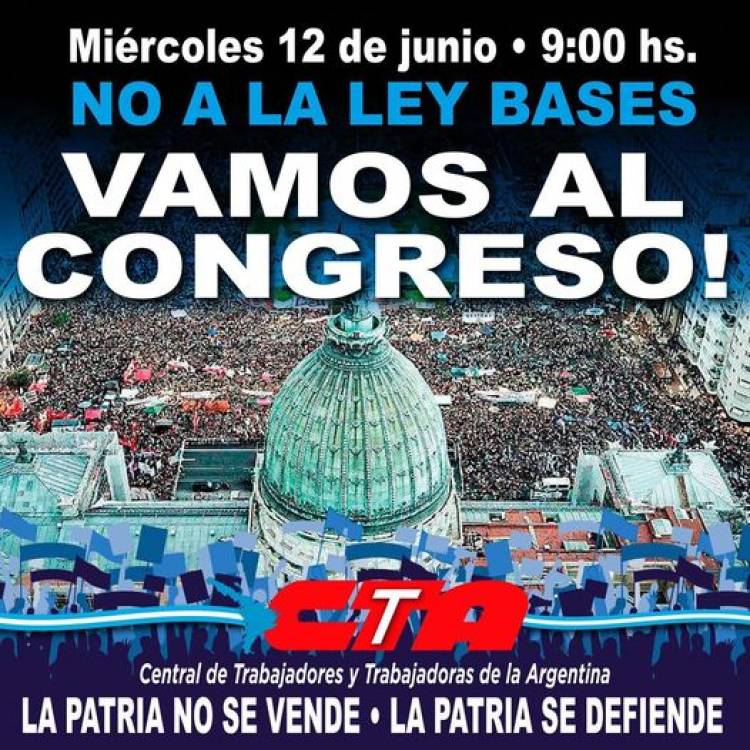LA CTERA CONVOCA A UNA JORNADA NACIONAL DE PROTESTA: RECHAZO A LA LEY DE BASES.