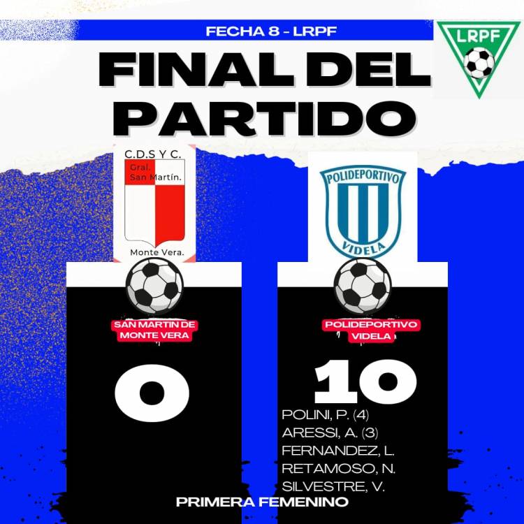 Goleada de la Primera Femenino del Poli de Videla-Goleó a San Martín en Monte Vera por 10 a 0.