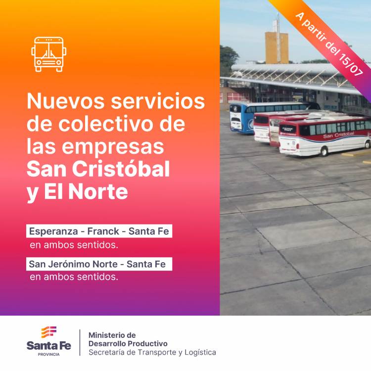 Transporte: comienzan a circular nuevos servicios de colectivos en Las Colonias y La Capital