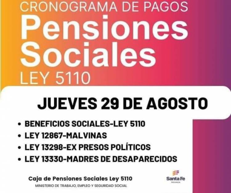 Cronograma de pagos Pensiones Sociales Ley 5110