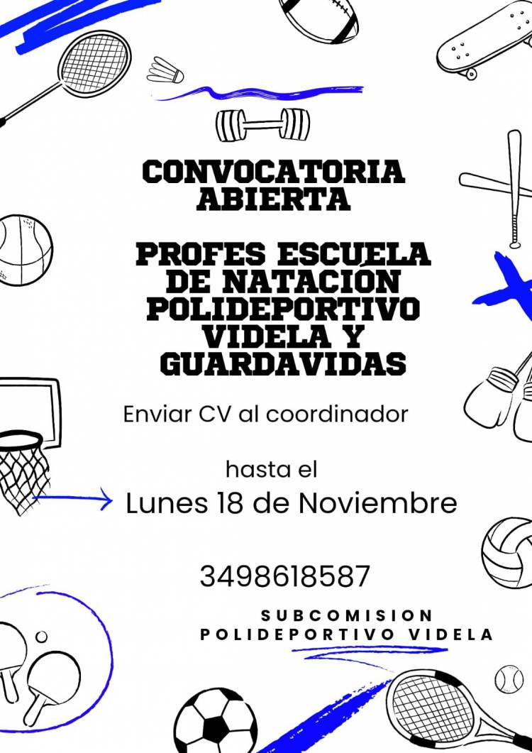 Convocatoria Abierta//Profes Escuela de Natación Polideportivo Videla y Guardavidas 